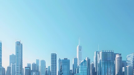 Fototapeta premium Iconic Cityscape with Towering Skyscrapers Under Clear Blue Sky