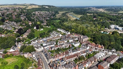 Lewes houses and roads East Sussex UK drone,aerial  . © Air Video UK 