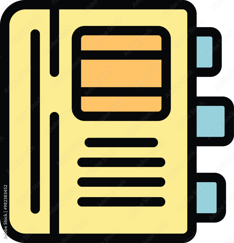 Poster simple icon of a notebook featuring buttons, symbolizing a task management application