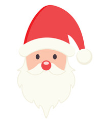 Christmas time, Santa Claus head isolated on white background. Cute flat style, vector illustration