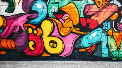 Colorful Urban Graffiti on Brick Wall