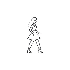 Slim girl walking icon. elegant walk female symbol template for graphic and web design collection logo vector illustration