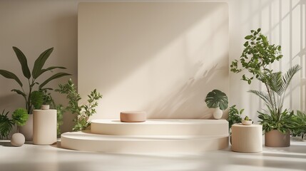 A minimalist, botanical-inspired interior design. 