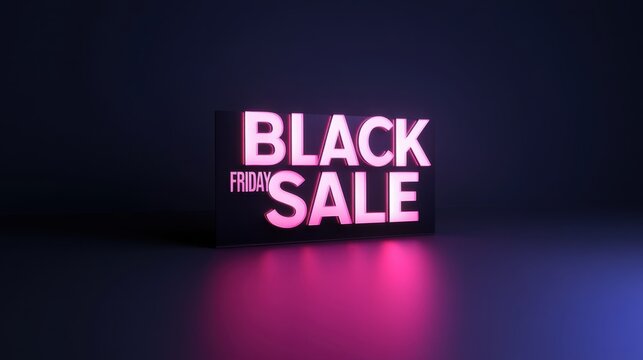 Vibrant Pink and Purple Black Friday Sale Sign on Dark Background - Powered by Adobe