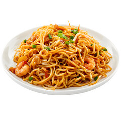 Delicious stir-fried noodles with succulent shrimp, fresh veggies, and fragrant green onions, ideal for a tasty dinner