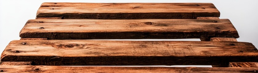 Naklejka premium Rustic wooden ladder with natural imperfections, white background, isolated, vintage and functional