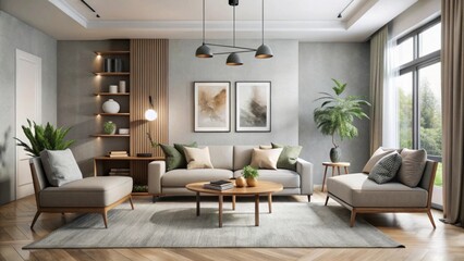 Fototapeta premium minimalist living room with a sophisticated, beautiful design.