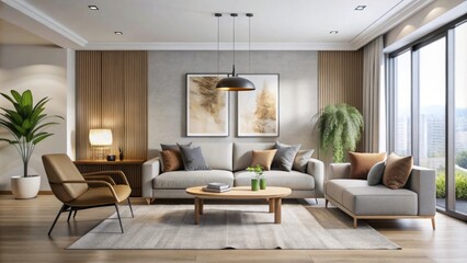 minimalist living room with a sophisticated, beautiful design.