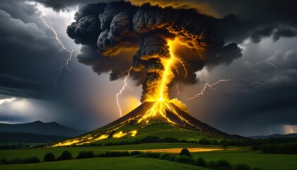 volcano explosion during storm