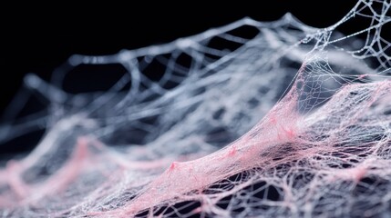 Intricate Spider Web with Delicate Fibers on Dark Background