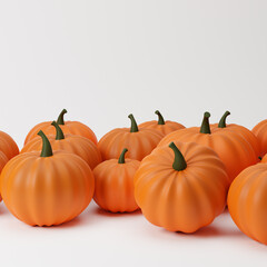 Pumpkins isolated over white background. Halloween concept. 3D rendering.