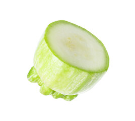 One piece of fresh zucchini isolated on white