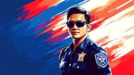 National Police Day Thailand Logo Design illustration