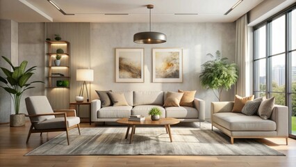 Fototapeta premium minimalist living room with a sophisticated, beautiful design.