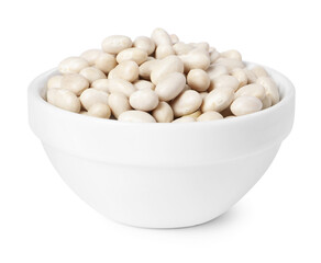 Dried beans in bowl isolated on white