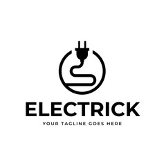 Electrical power plug logo. Current and voltage symbol.