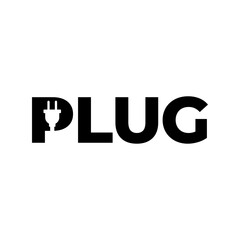 Electrical power plug logo. Current and voltage symbol.