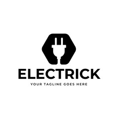 Electrical power plug logo. Current and voltage symbol.