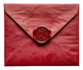 PNG Sealed red envelope with wax seal resting on table