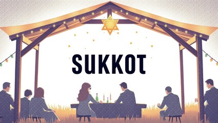 Family Gathering in a Sukkah for Sukkot