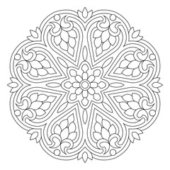 Beautiful easy mandala coloring page for adults, vector file