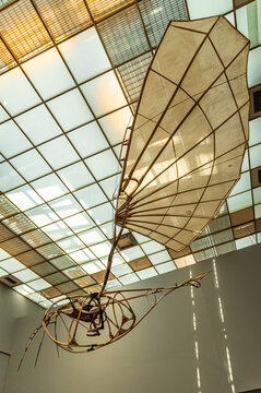 Moscow, Russia - july 14, 2024: State New Tretyakov Gallery. The only surviving ornithopter (non-motorized flying machine) of Vladimir Tatlin, one of the main symbols of the Russian avant-garde 