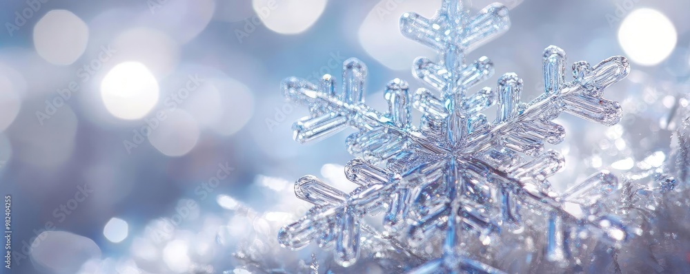 Poster delicate snowflake resting on a shimmering surface, capturing the beauty of winter and the magic of 