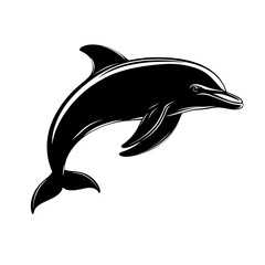 Obraz premium Dolphin Silhouette Vector Illustration, Wildlife Animal Clipart on white background 