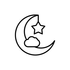 Crescent with star and cloud icon