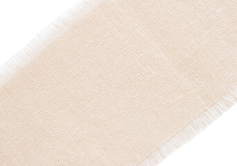 A piece of cotton fabric with fringe on white background for text or banner