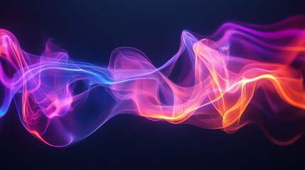 Abstract flowing waves of light in blue, pink, and orange.