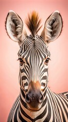 zebra head close up on the pink 