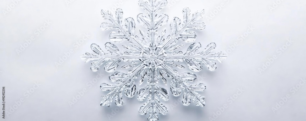 Poster a delicate snowflake resting on a soft surface, illustrating the beauty of winter and nature's intri