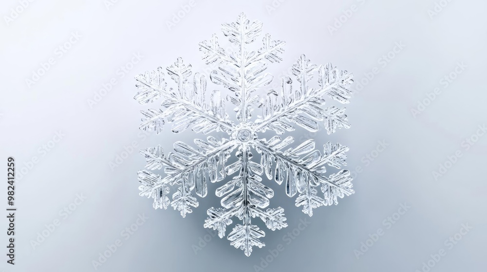 Poster a detailed, crystal-clear snowflake design showcasing intricate patterns and a unique structure, ide