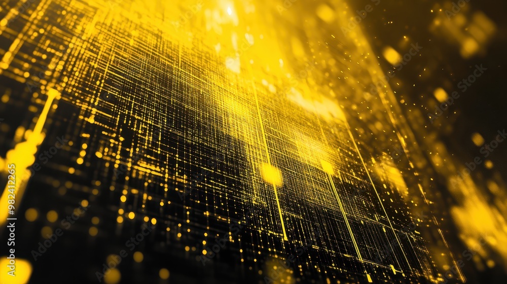 Poster a digital visualization of a complex network of interconnected lines and nodes, glowing in a bright 