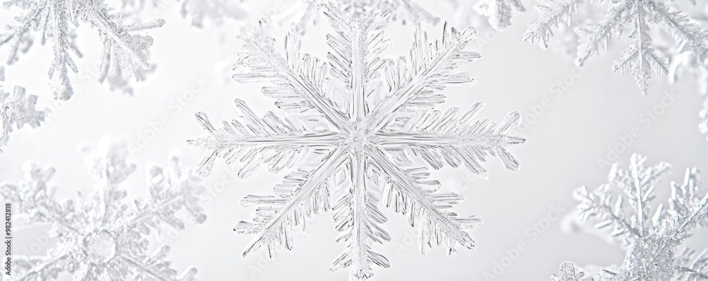 Poster delicate snowflakes on a winter background create a serene and peaceful atmosphere, perfect for seas