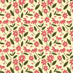 pink daisy floral seamless vector design
