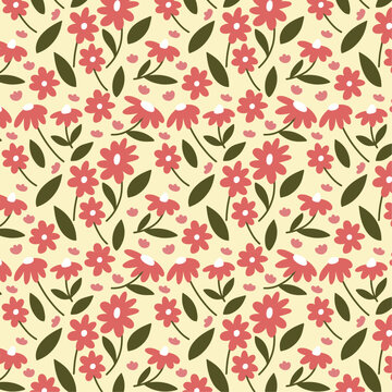 pink daisy floral seamless vector design