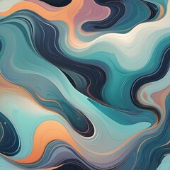 Abstract Fluid Art in Earthy and Teal Tones