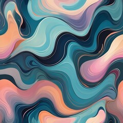 Abstract Fluid Art in Earthy and Teal Tones