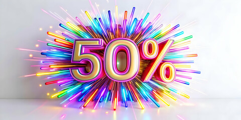 3D Glowing Abstract Art Design for Promotional Offers - Vibrant Digital Artwork with Dynamic Colors and Light Effects for Eye-Catching E-Commerce Marketing Campaigns