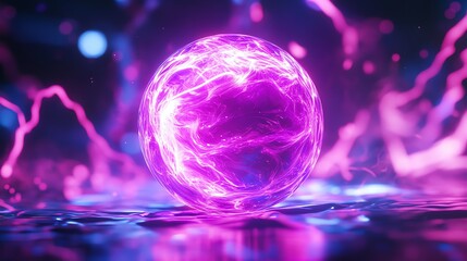 A glowing orb with swirling energy and light streaks.