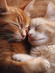 Serene Slumber: A Portrait of Feline Friendship and Tranquility.