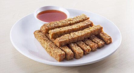 tempe goreng a food traditional from indonesia
