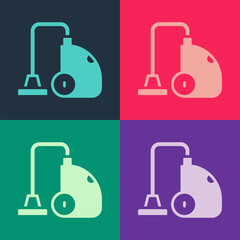 Pop art Vacuum cleaner icon isolated on color background. Vector