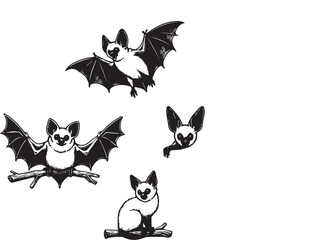 silhouette of clean vector of bat life cycle isolated