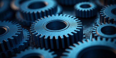A close-up of a set of metallic gears interlocked in a precise and intricate pattern, showcasing the beauty of mechanical engineering and the power of coordinated movement