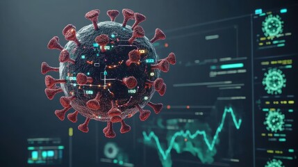 Obraz premium Digital Rendering of Coronavirus Against High-Tech Background