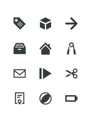 Hand grips, Home, Inbox, Location, Lock, set of icons for web design, vector illustration