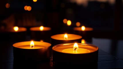 Burning candles in the dark.